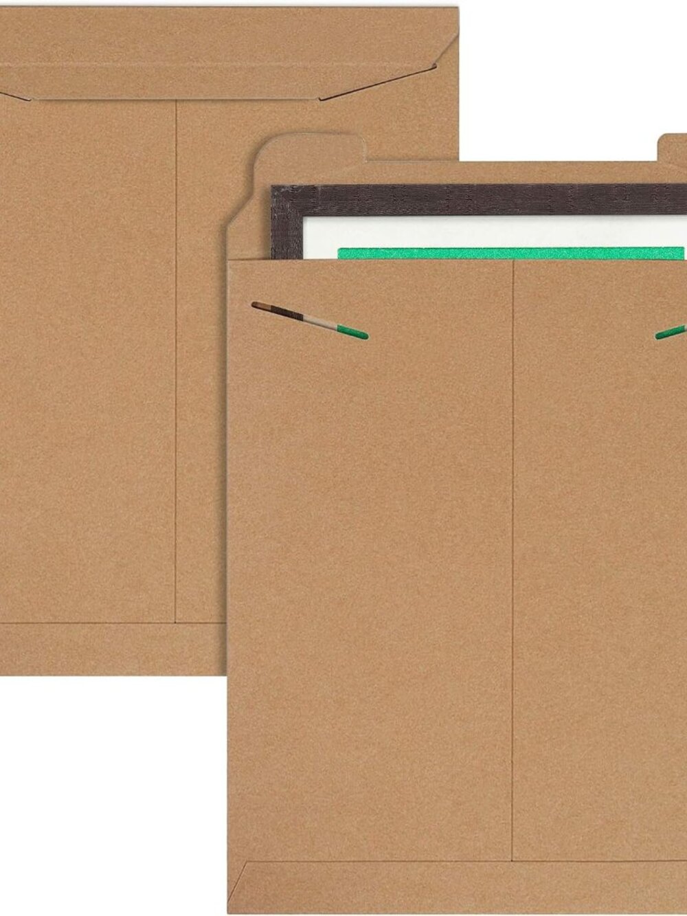 Natural Brown Tab Lock Rigid Mailers, 12.75 x 15 Inch. Pack of 10 Cardboard Enve